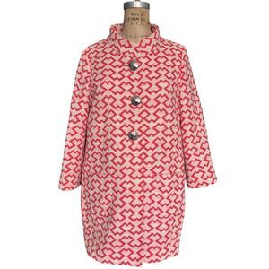 Caroline Biss Pink Geometric Button-Up Coat Size 36 US S